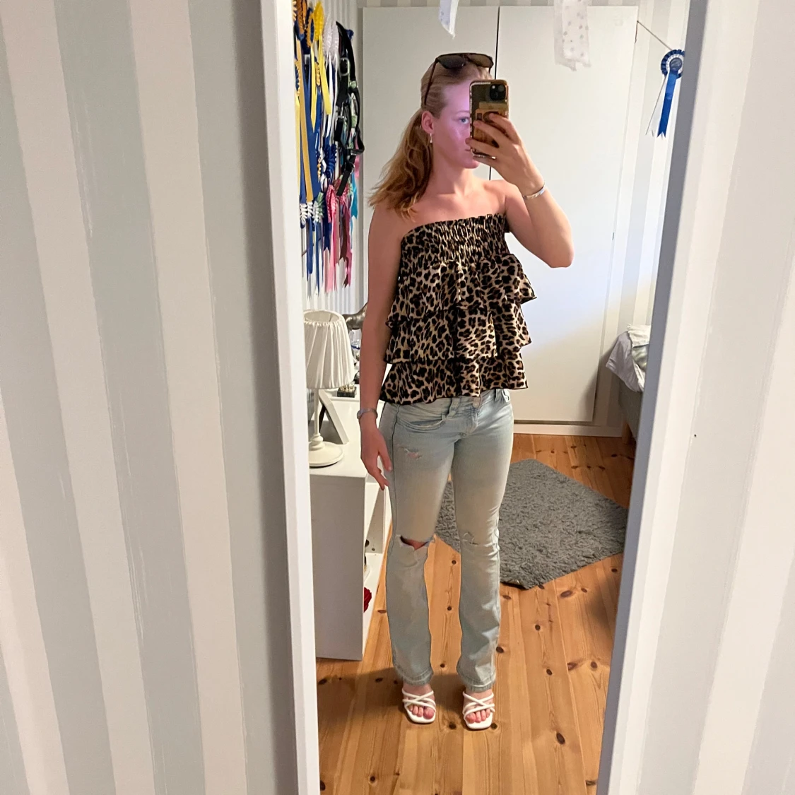 Leopardmönstrad volang tubtopp