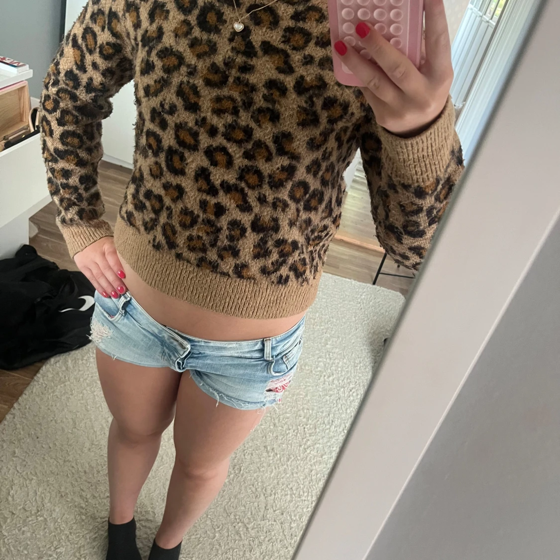 Leopardmönstrad stickad tröja - 1