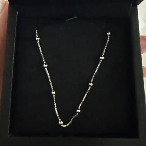 Silverhalsband med små kulor - Stilrent halsband i silverfärgad metall med små, jämnt placerade kulor längs kedjan. Perfekt för dig som gillar minimalistiska smycken med en modern touch. Levereras i svart ask. Helt ny🤍