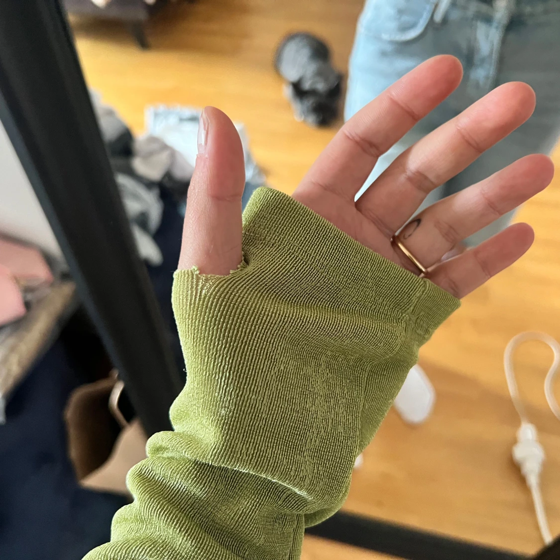 Grön omlottopp med drapering från BikBok - 2