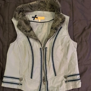 2000s väst - Snygg väst med brodyr på ryggen. Har även metall dekor, päls och sömmar. 