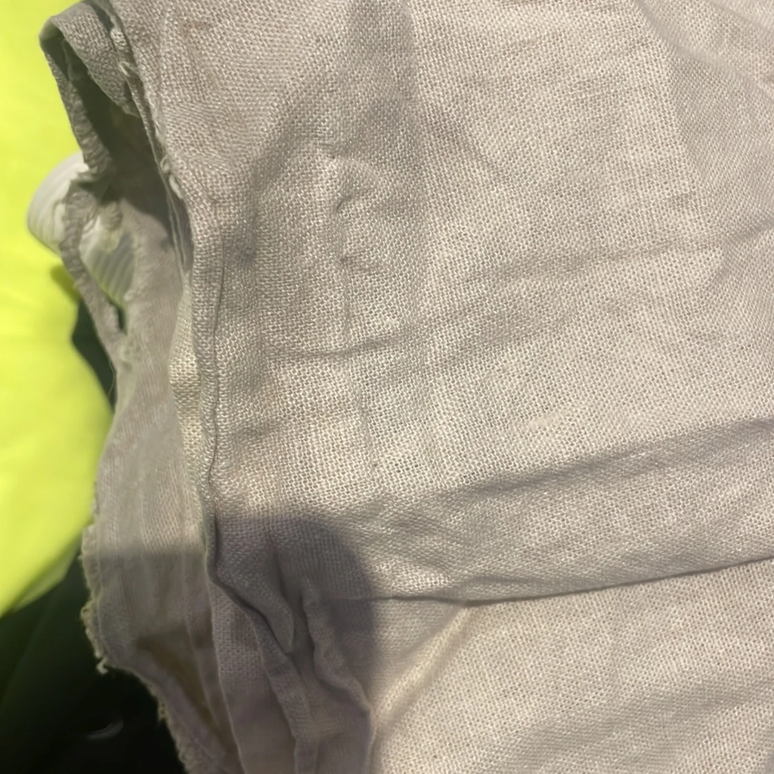 Beige linnebyxor med resårmidja - 3