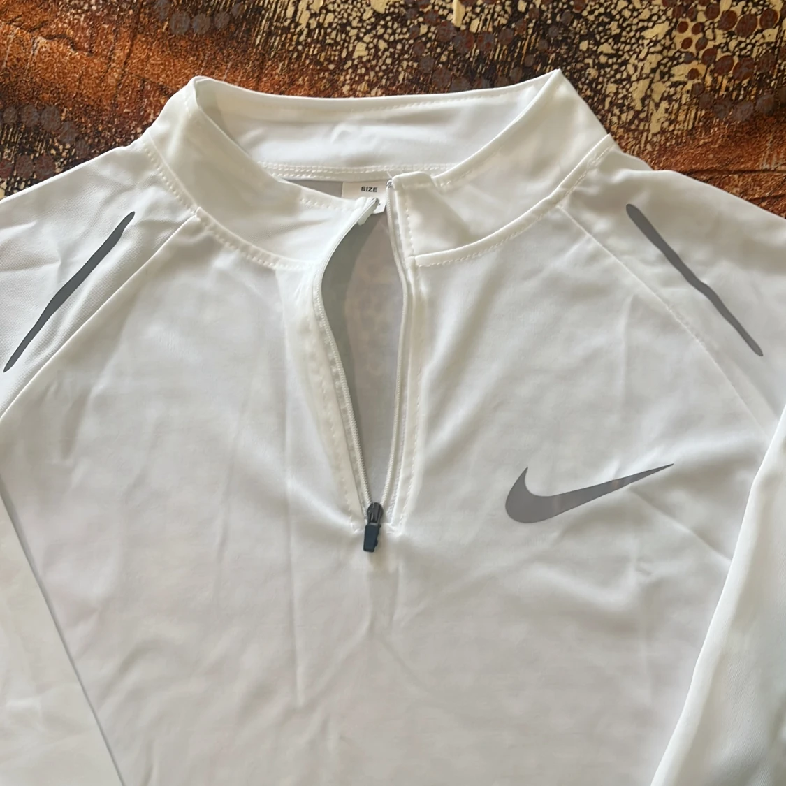 Vit långärmad Nike half zip tröja - 1