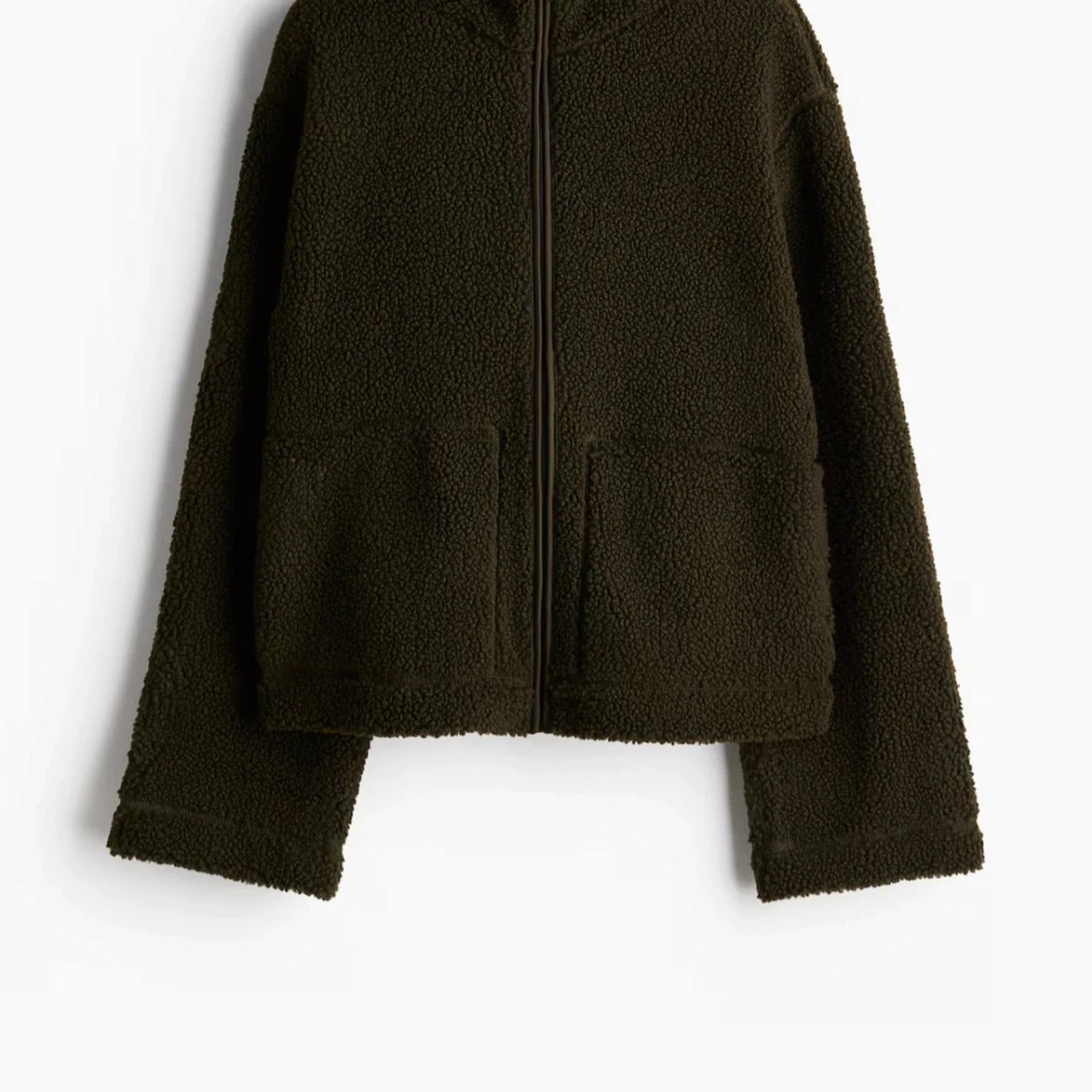 Mörkgrön teddyjacka med dragkedja slutsåld pilejacka hm - 1