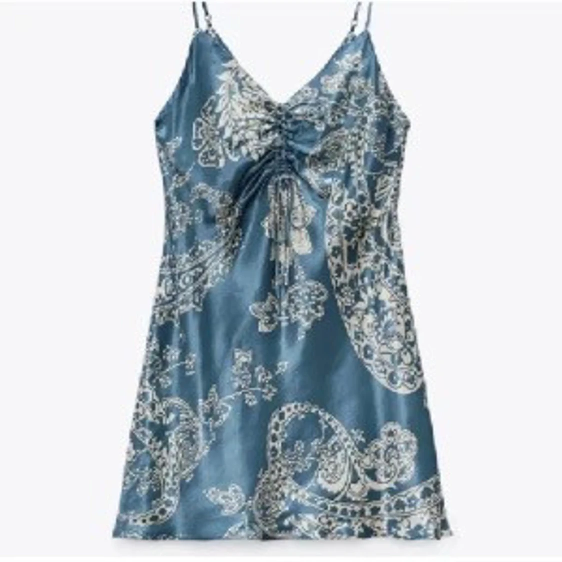 Blå Zara satin klänning  - 2