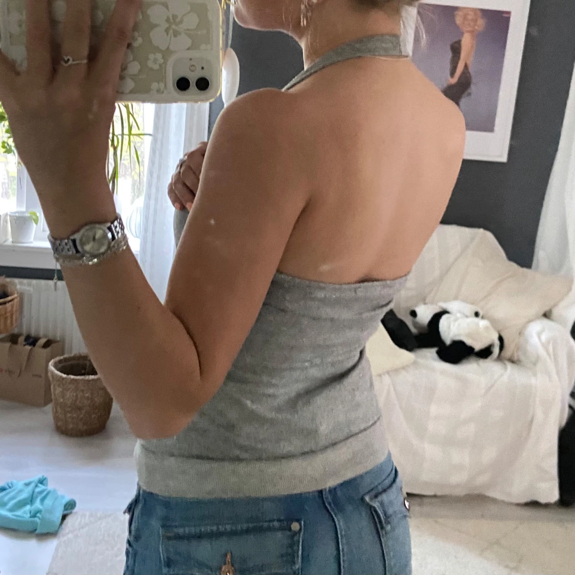 Grå glittrig halterneck-linnetopp från Vila - 1