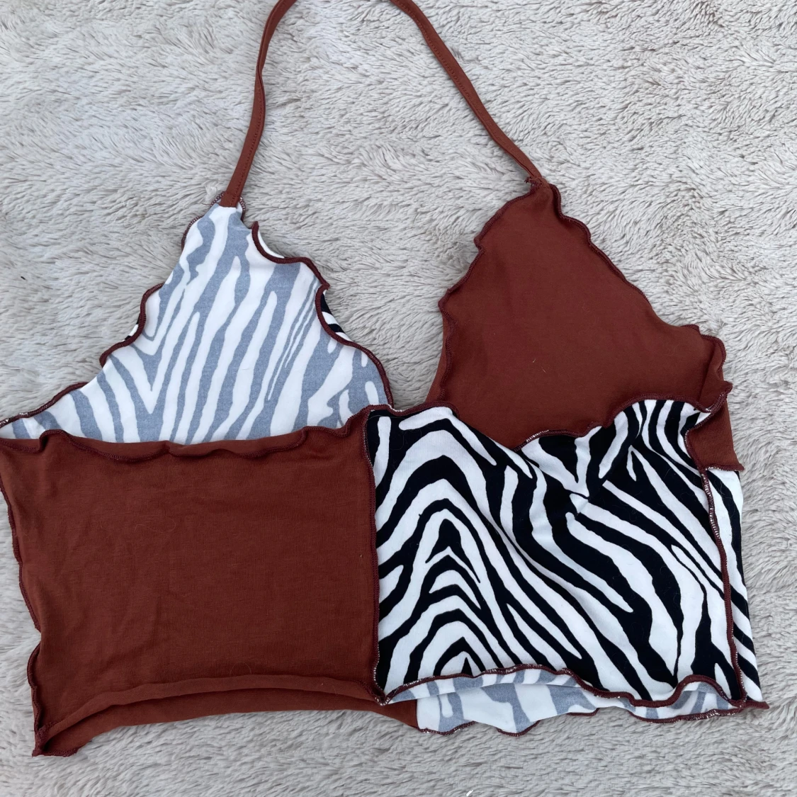 Brun och zebramönstrad linnetopp - 3