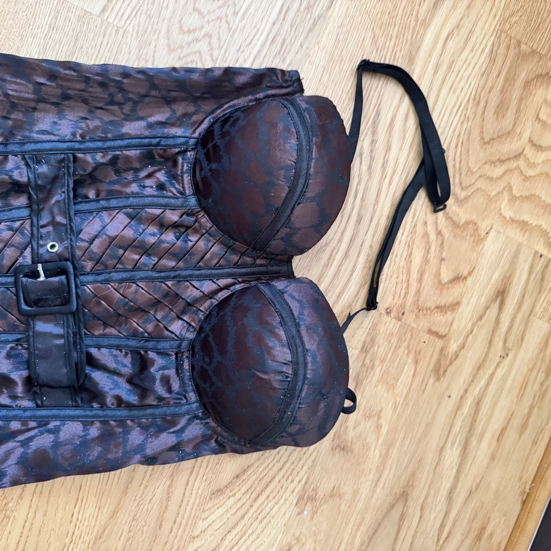 Brun leopardmönstrad korsett med bälte - 2