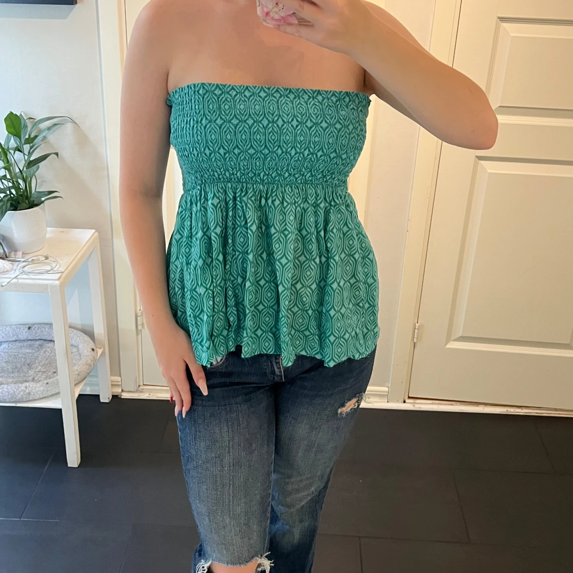 Grön bandeau tubtopp med mönster