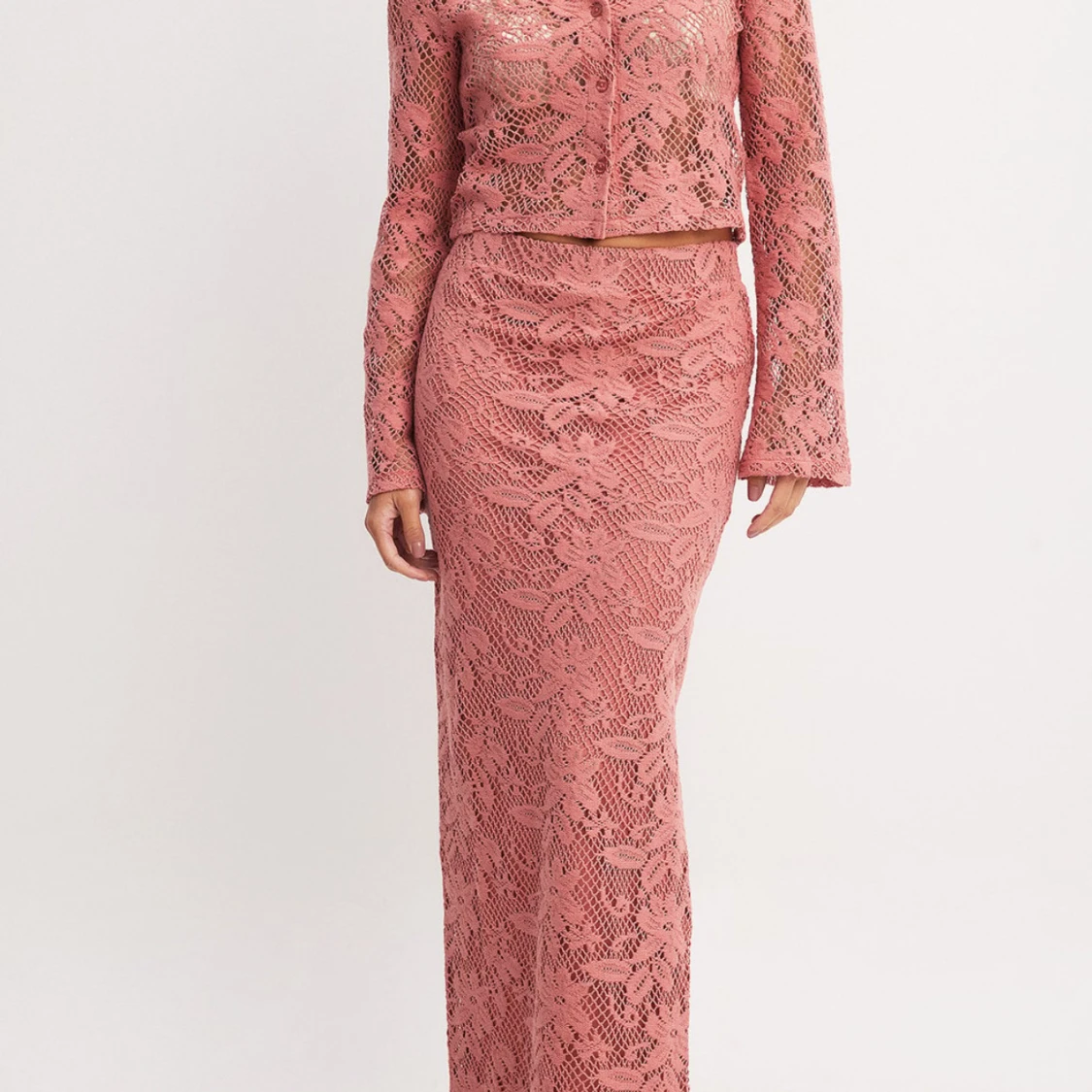 Rosa långklänning i spets - 2