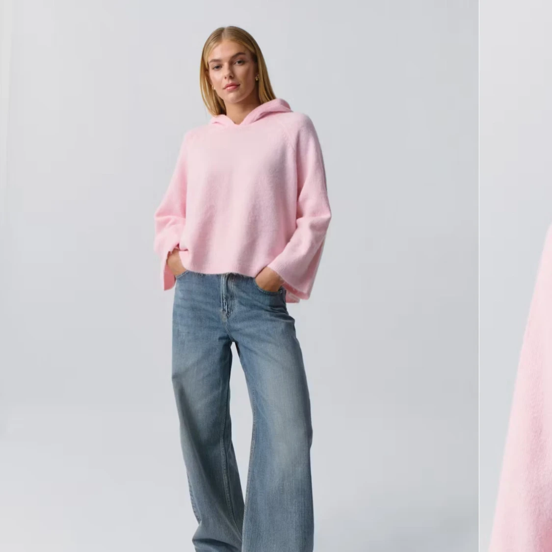 Rosa stickad hoodie från Gina Tricot - 1