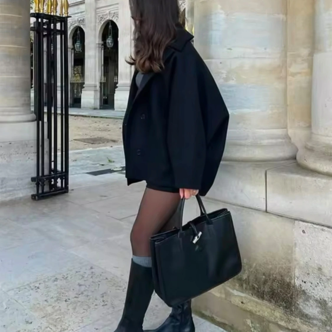 Svart oversized kappa - 90