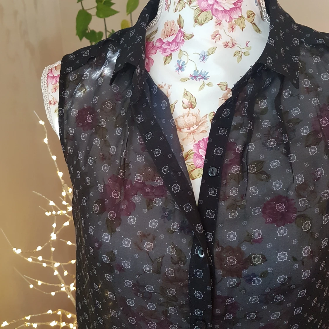 Skirt chiffonglinne med knäppning - 91