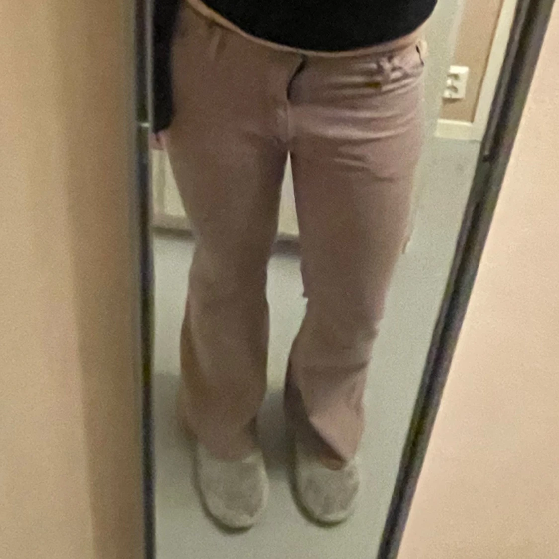 Ljus lila  bootcut byxor med låg midja  - 1