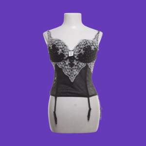 Stunning corset with white lace and iridescent sequins, brand new!