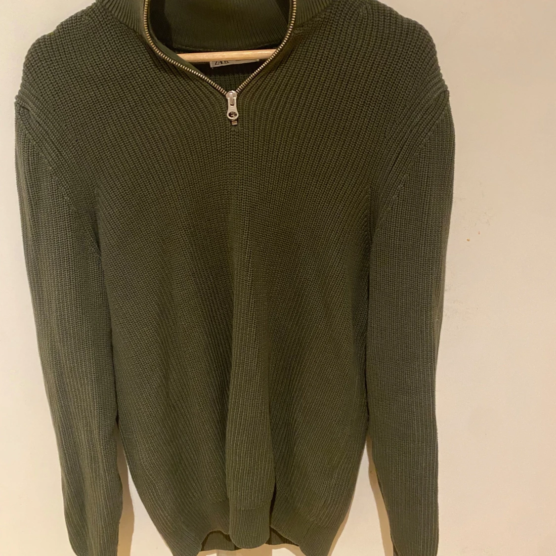 Grön Halvzip stickad tröja 