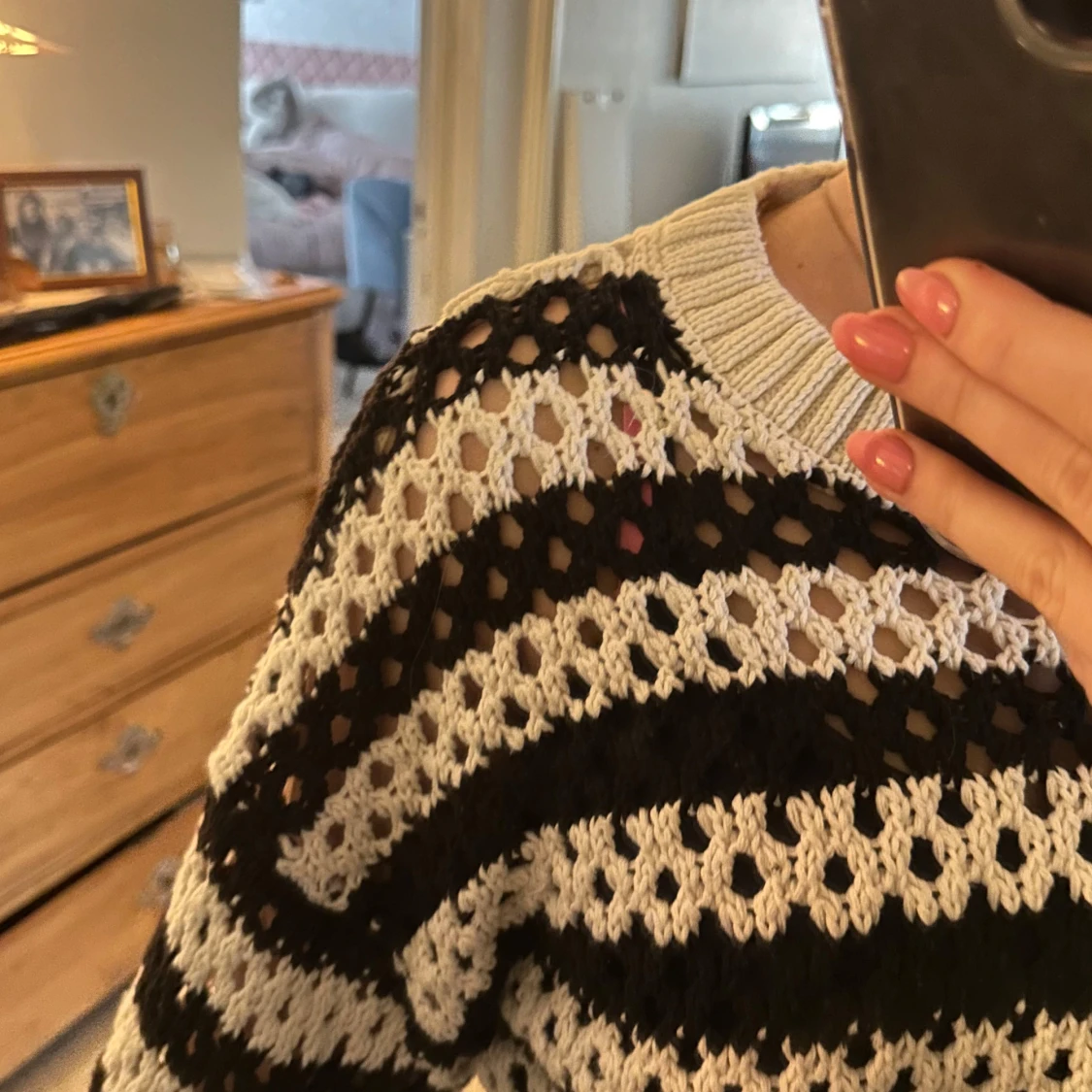 Randig stickad tröja - 90