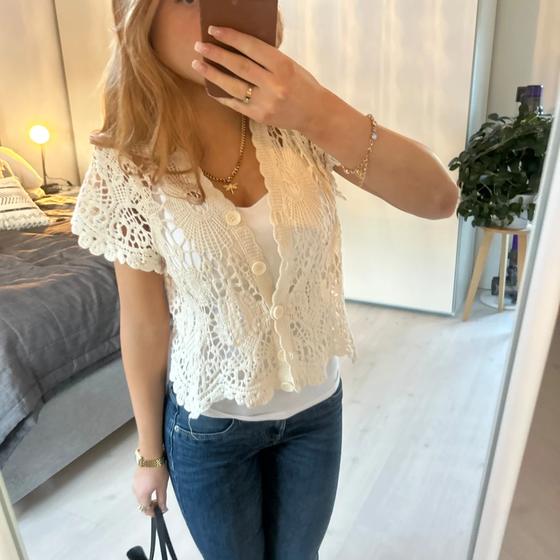 Vit virkad väst - 90