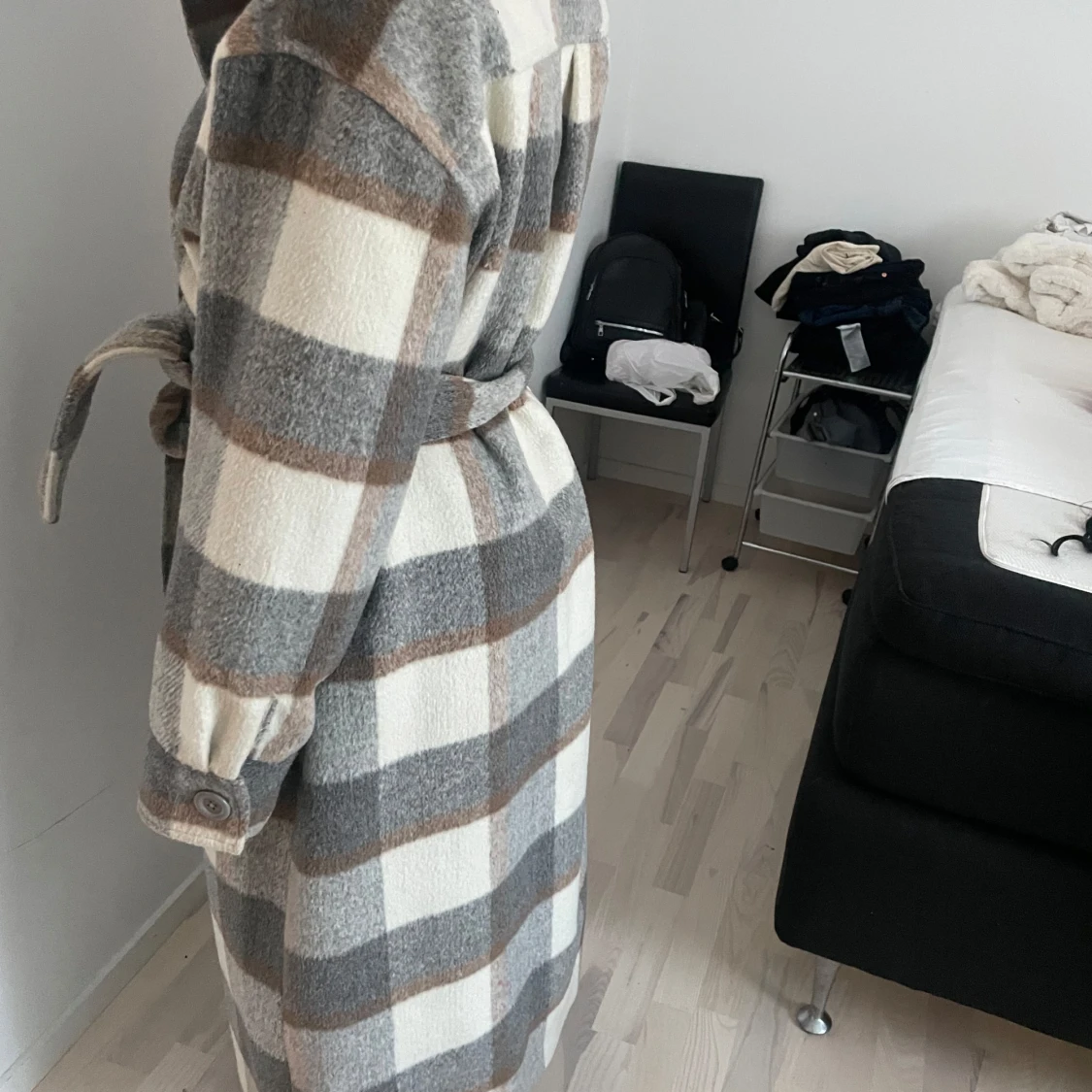 Rutig kappa med bälte - 90