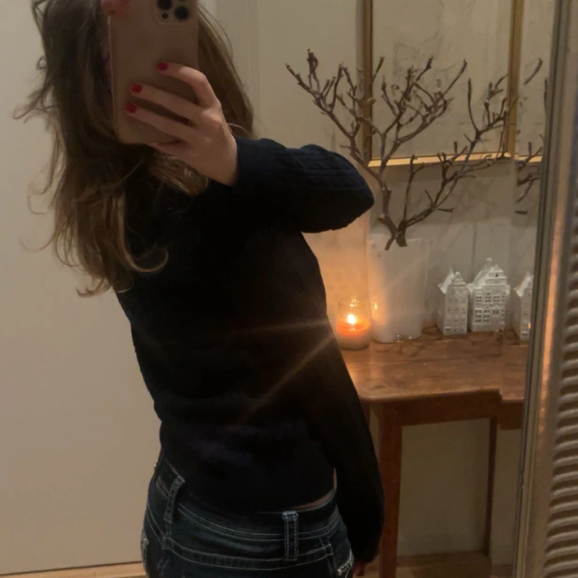 Mörkblå stickad tröja - 90