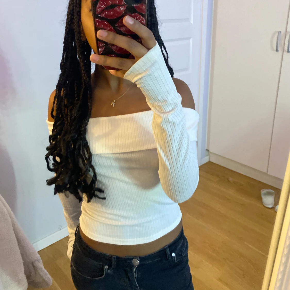 Vit offshoulder topp - 90