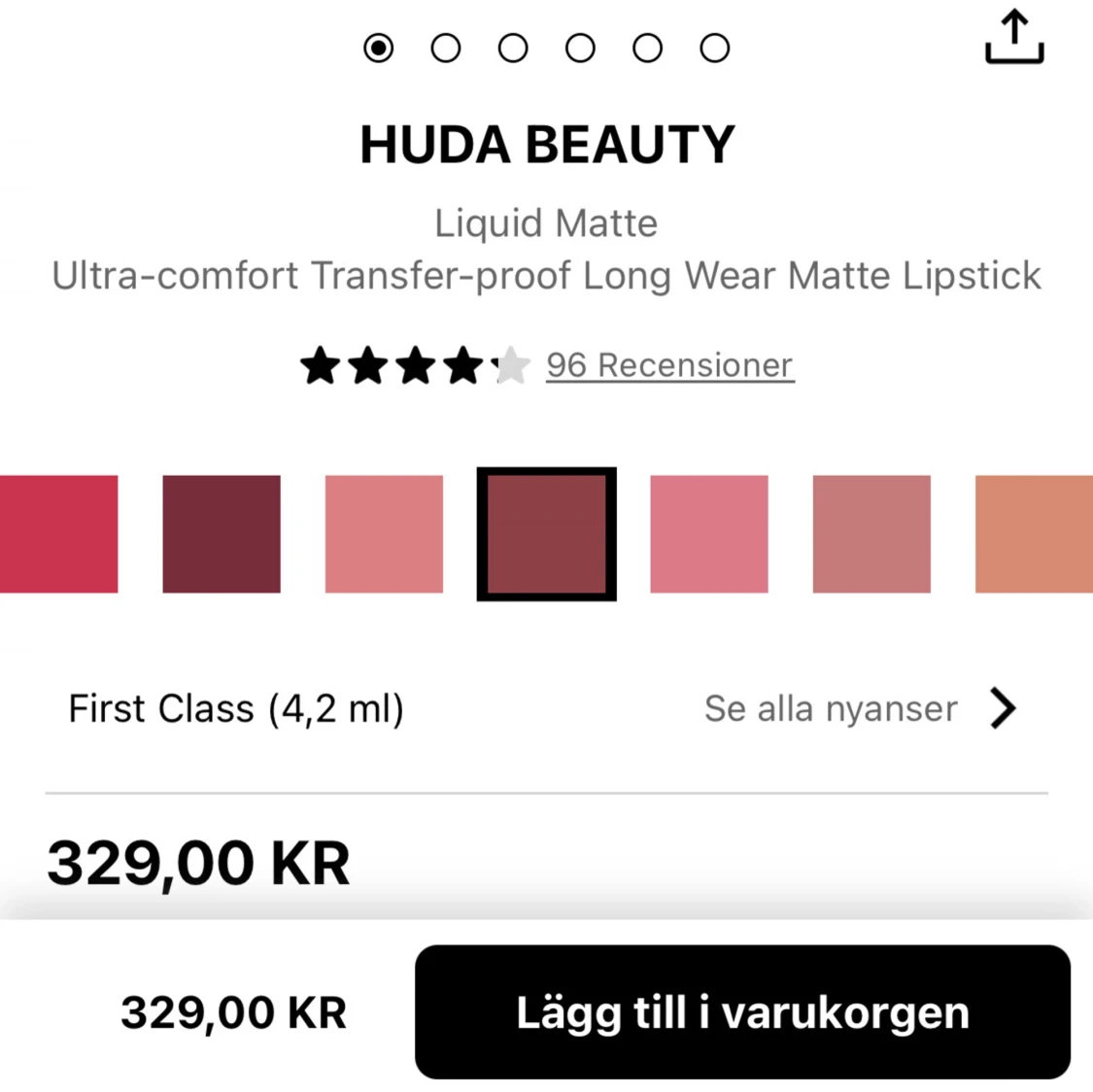 Nytt och oöppnat Huda Beauty läppstift ”First class” - 91