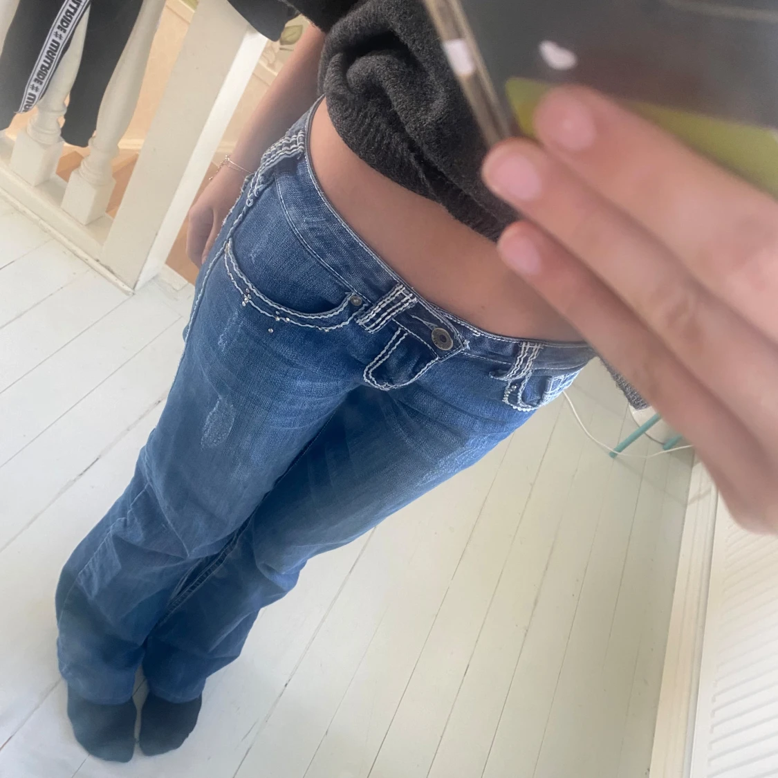 lågmidjade bootcut jeans - 91