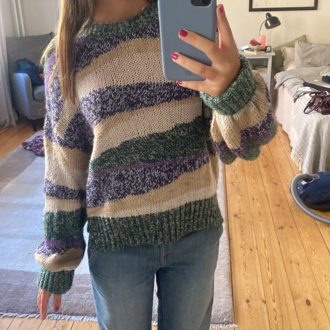 Cool stickadtröja med olika förger - 90