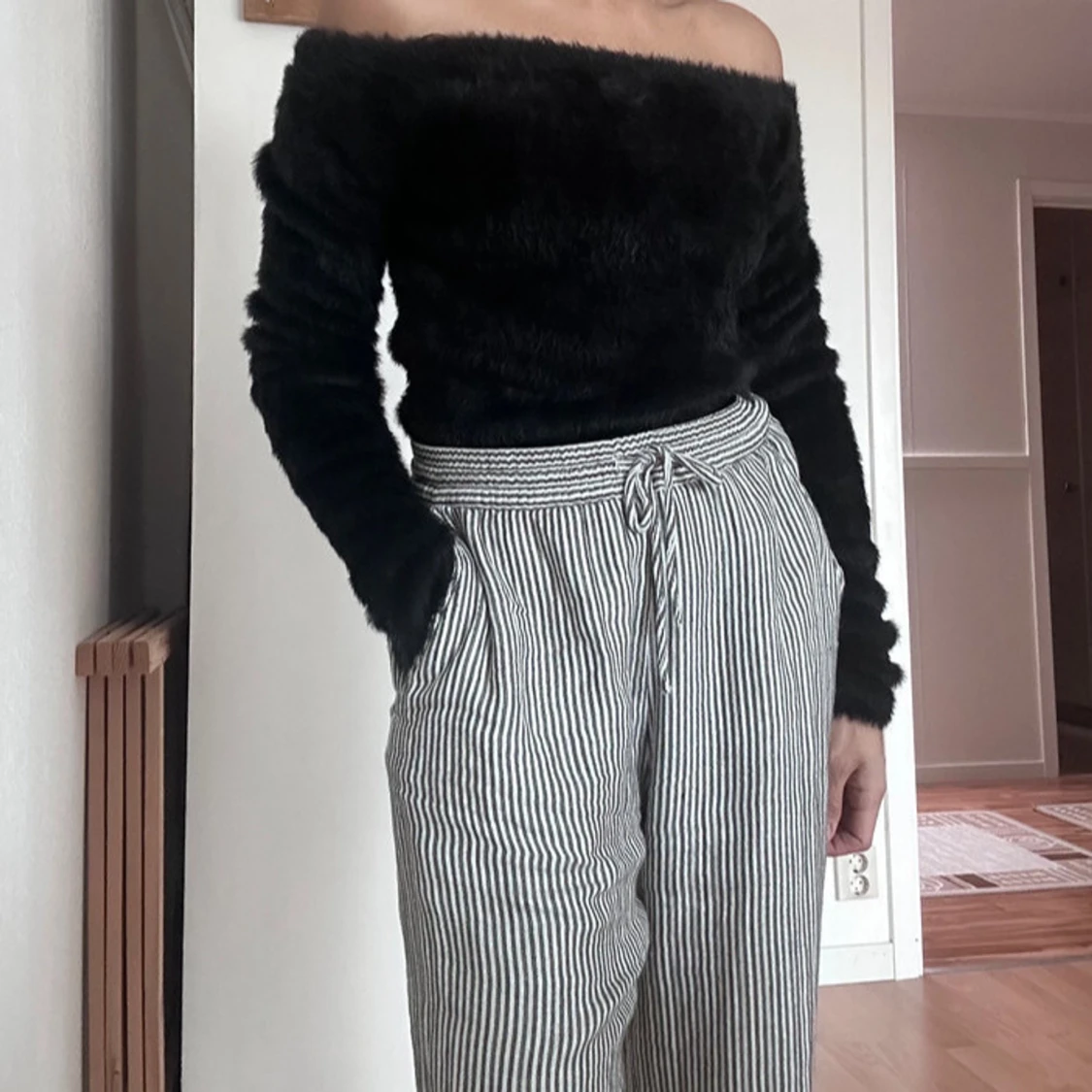Off shoulder fleece top