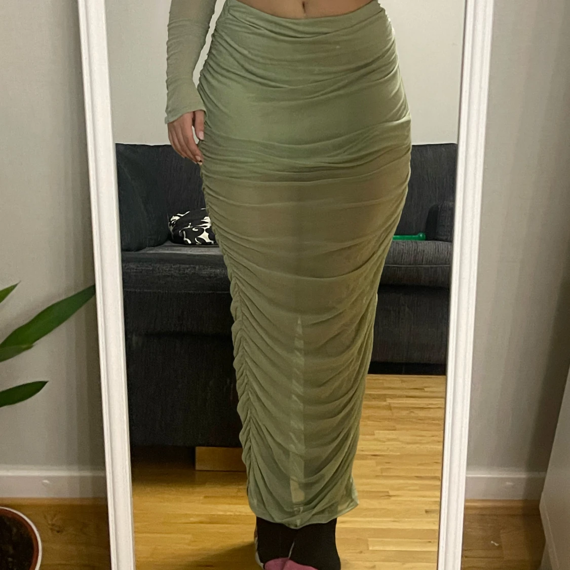 Grön offshoulder klänning - 2