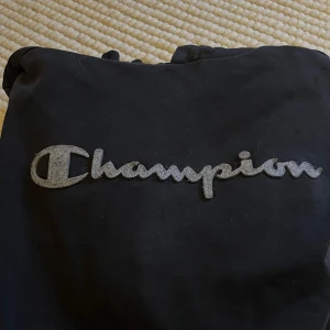 Svart champion hoodie - Svart champion hoodie med grå logga. Passar som en storlek S. Saknar snören till luvan.