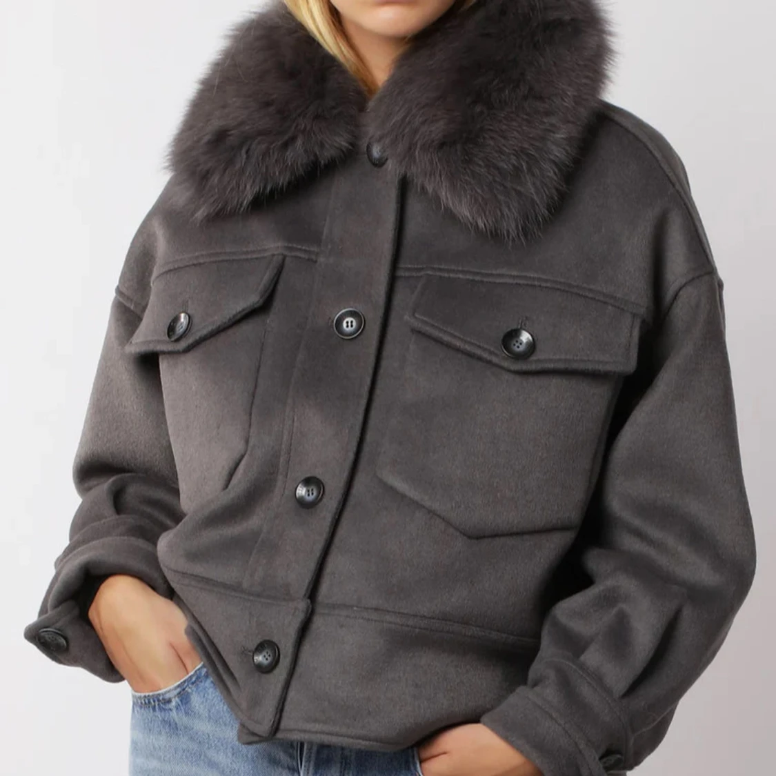 Grå meotine jacka  - 1