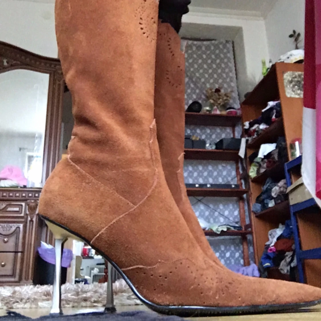 Bruna mockastövlar med stilettklack - 90