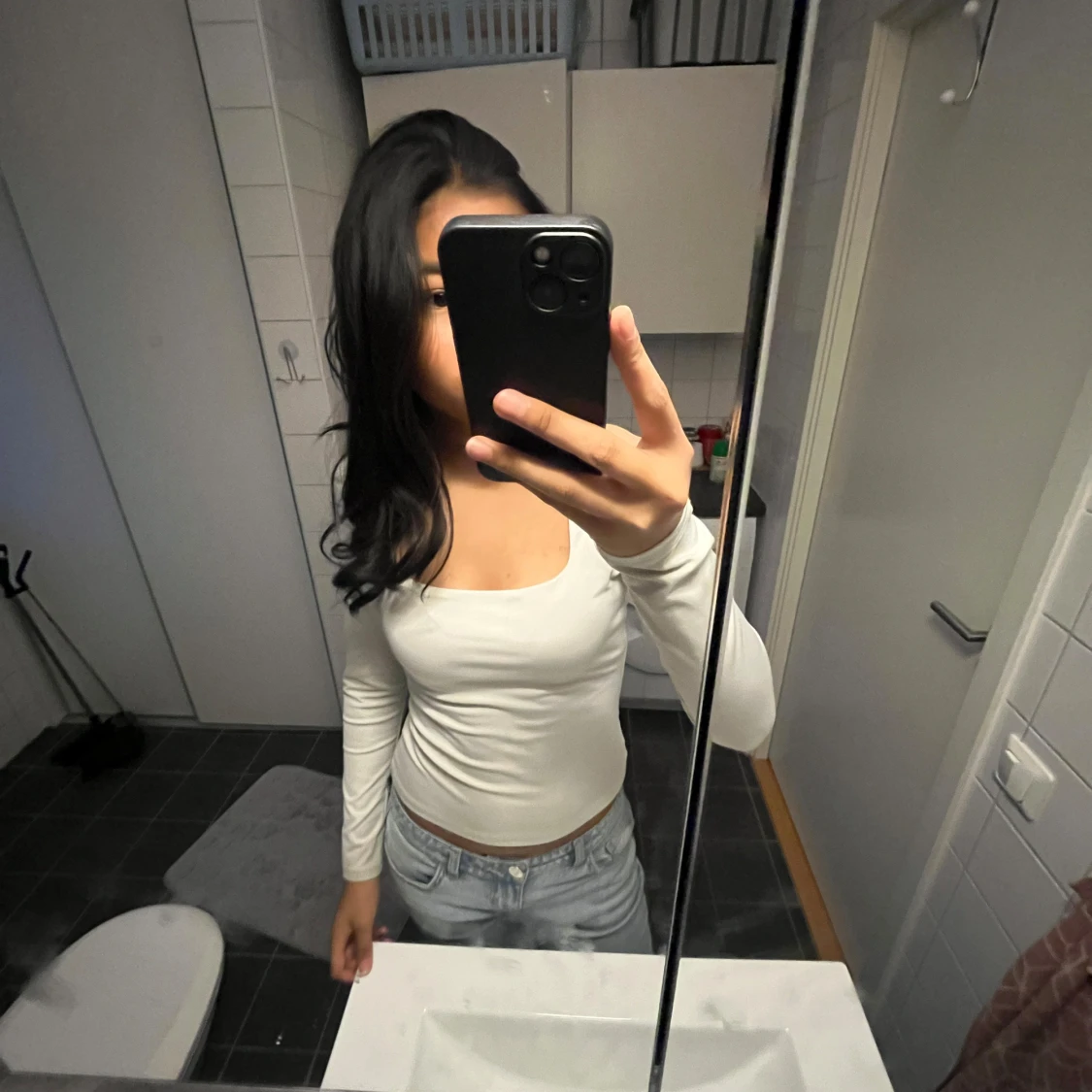 Långärmad vit tröja