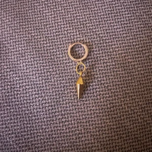 Guldörhängen 2st - Snyggt guldörhänge med en cool hängande spikdetalj. Perfekt för att ge din outfit en edgy touch. Örhänget är i mycket bra skick och passar både till vardags och fest. Enkelt att matcha med andra smycken och mycket kläder!! Kontakta för mer frågor💗 du kan välja om du vill köpa två olika eller ett par!