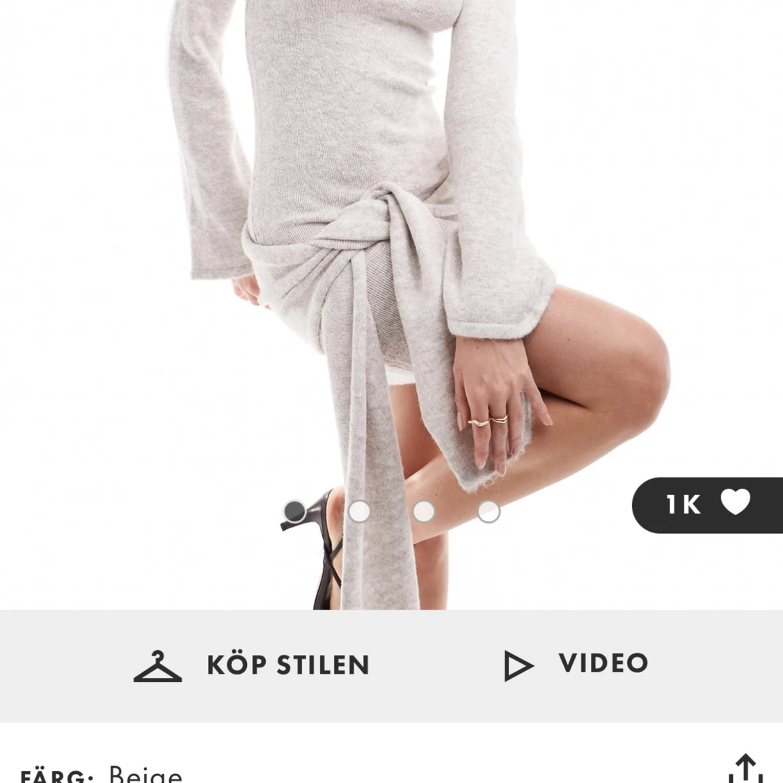 Beige stickad klänning - 90