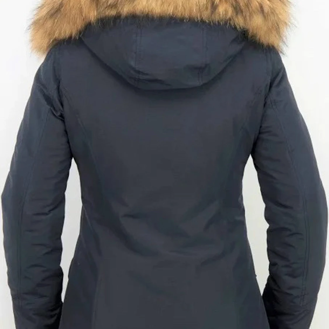 Mörkblå parkajacka med päls - 92