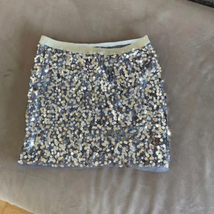 Paljettkjol från Lindex Kids - Snygg paljettkjol från Lindex Kids i en glittrig design. Kjolen har en elastisk midja och är täckt med silverfärgade paljetter som ger en festlig look. Perfekt för att lysa upp vilken outfit som helst!