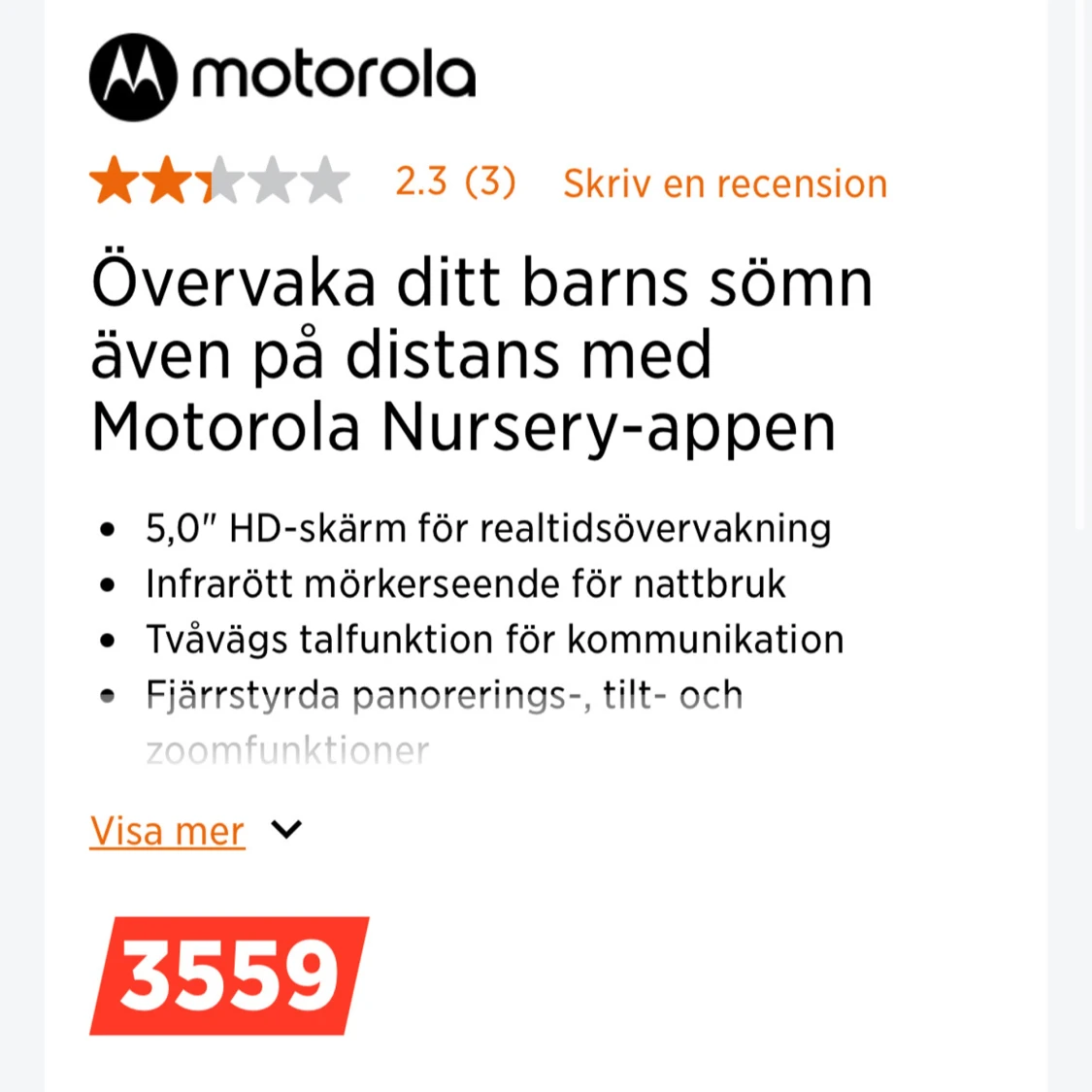 Motorola PIP1610 HD Connect babyvakt - 4