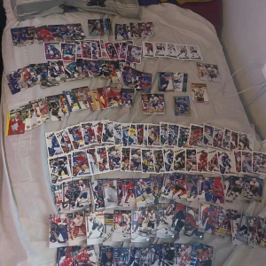 Samling av ca 300 hockeykort från 1994-95 - Samling av ca 300 hockeykort från 1994-95.                     De flästa är i mycket bra kondition.                                      250-330 kort, vissa är tjockare än andra.                          Priset går att diskutera, postar inom 24h!