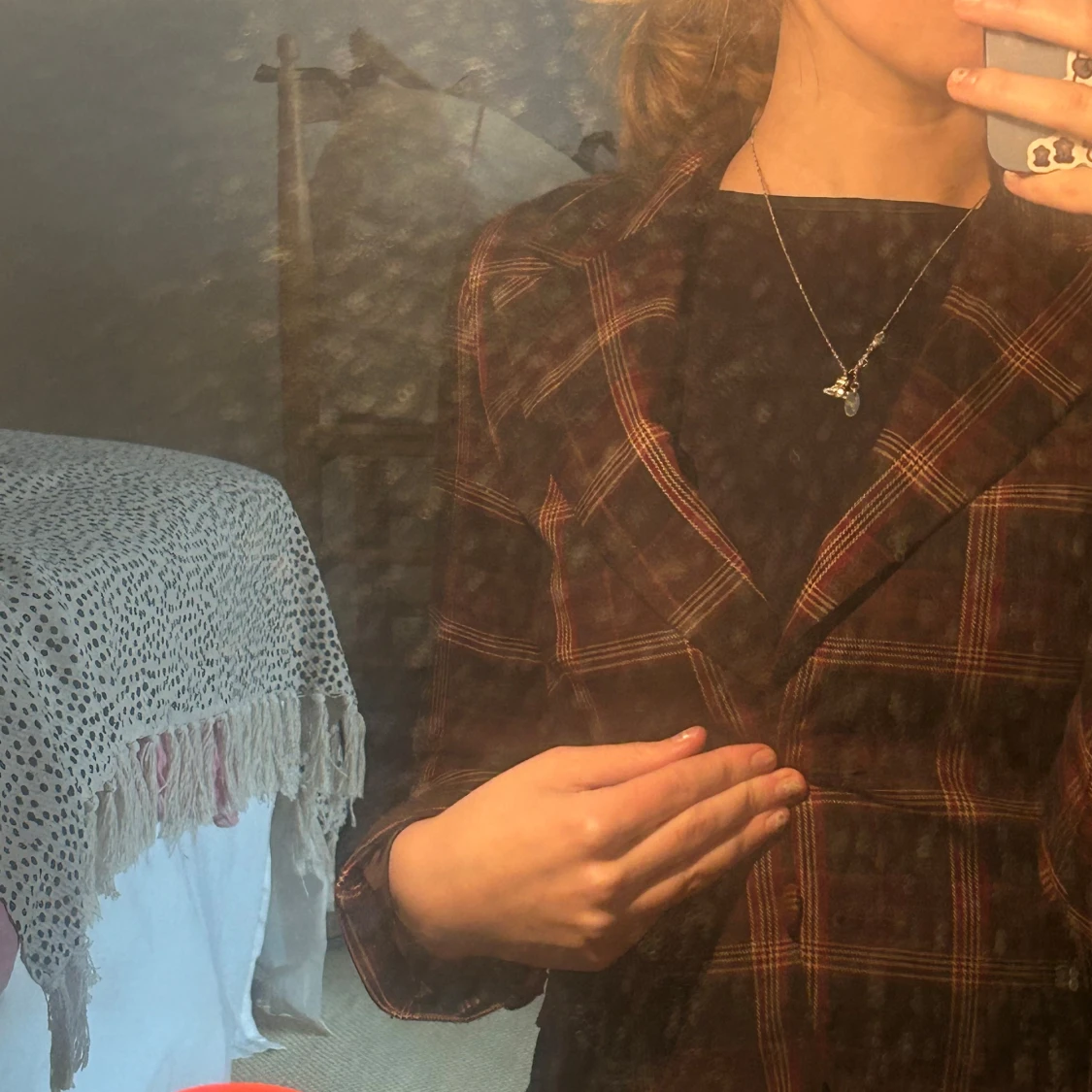 Rutig kavaj i röd och svart - 91