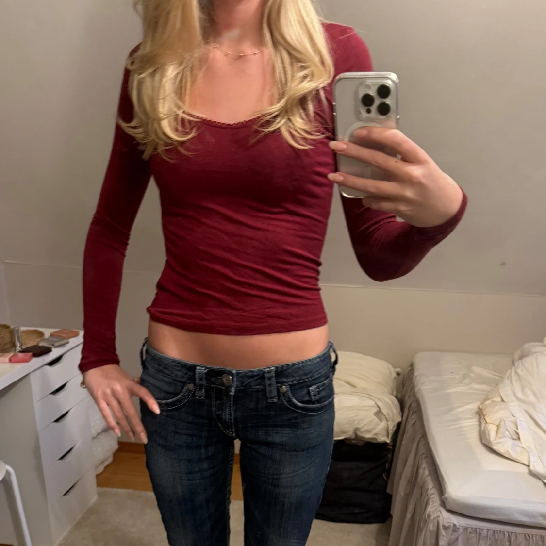 Vinröd långärmad topp - 1