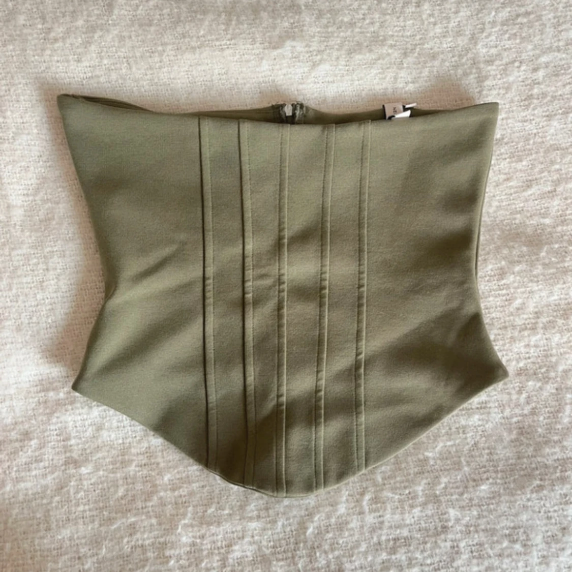 Olivgrön corsé topp med dragkedja - 2