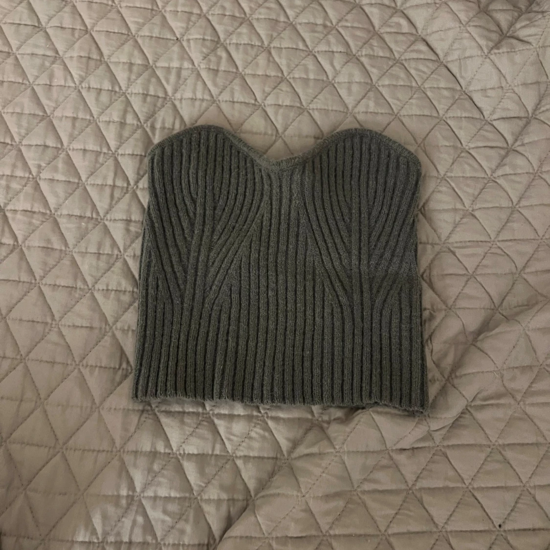 Grå ribbad korsett med ärmar - 2