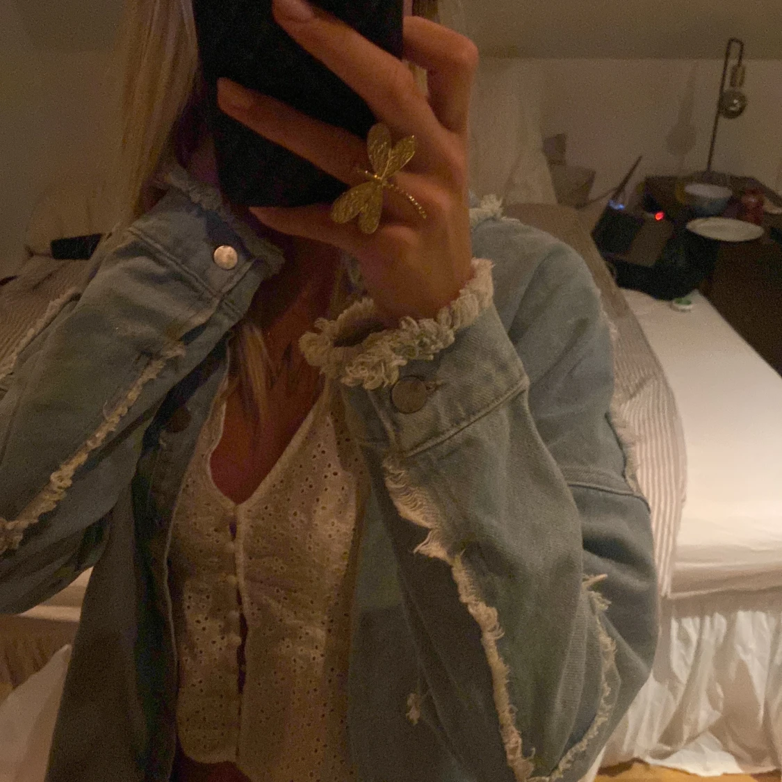 Denim jacka med fransar - 91