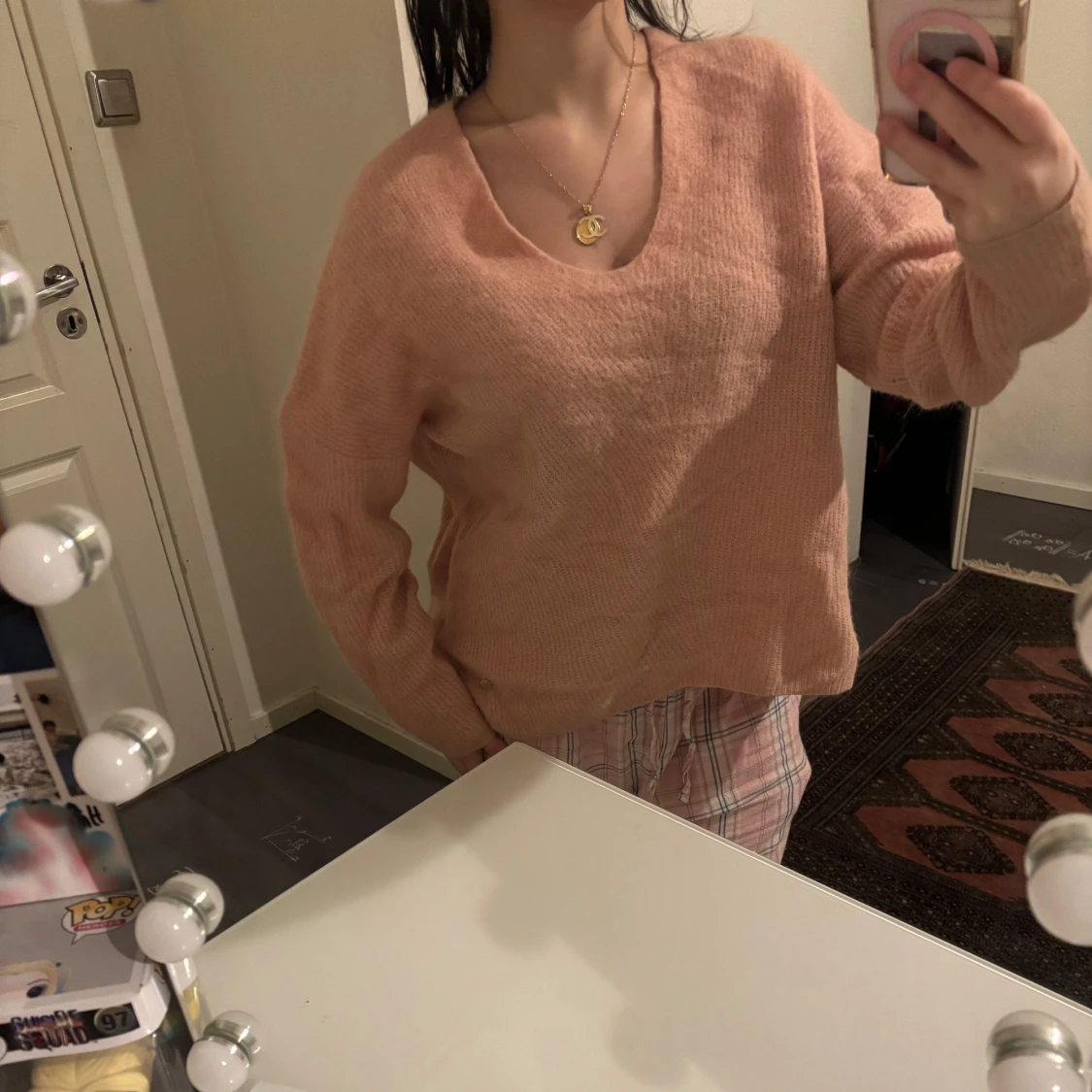 Rosa stickad tröja - 90