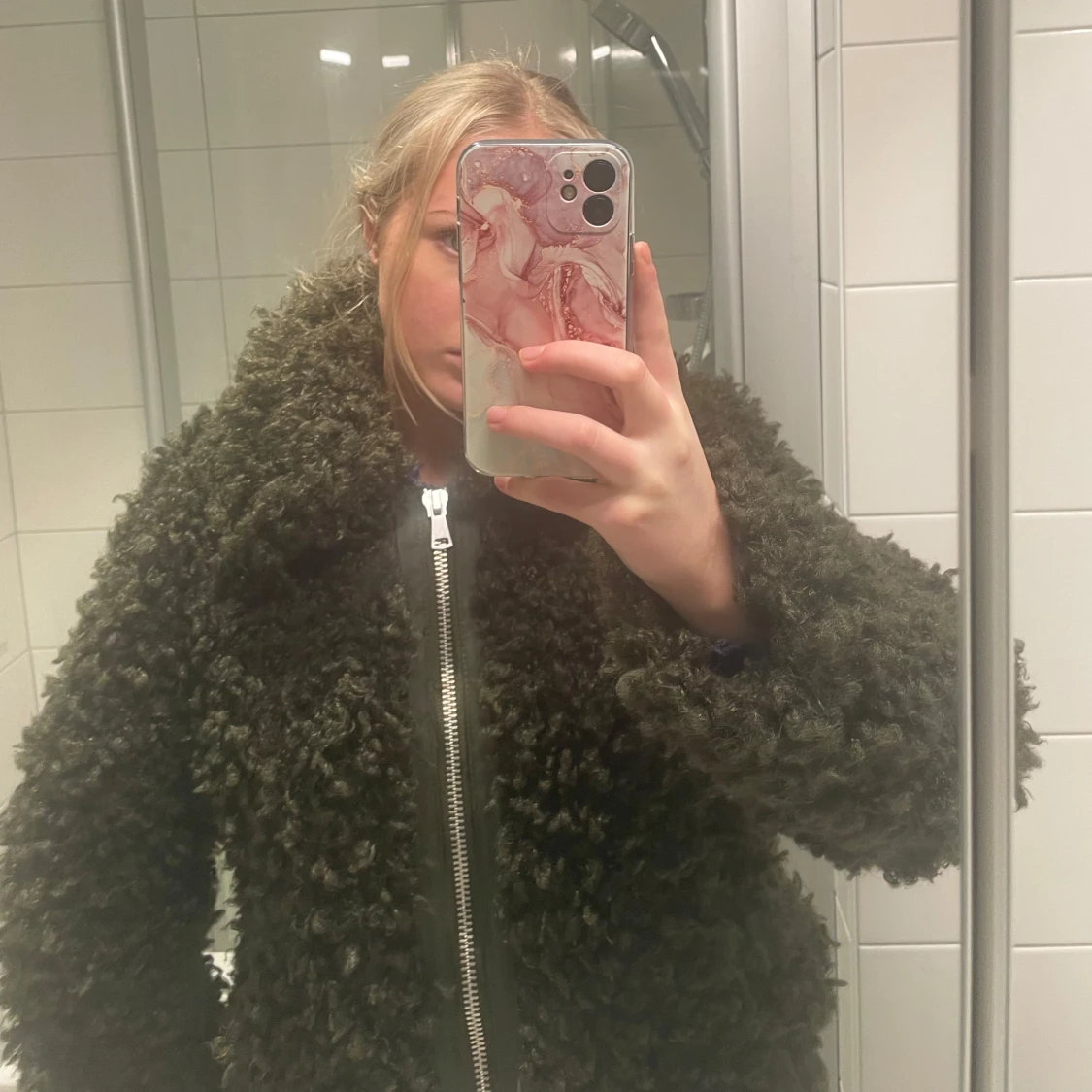 Grön teddyjacka S - 1