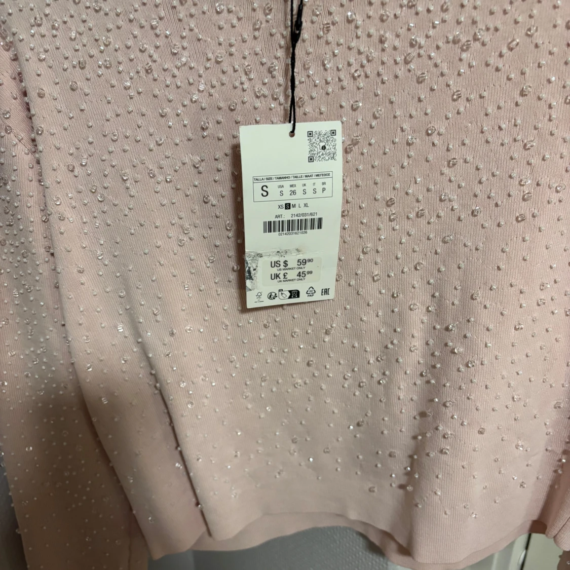 Rosa tröja med pärlor från Zara - 1