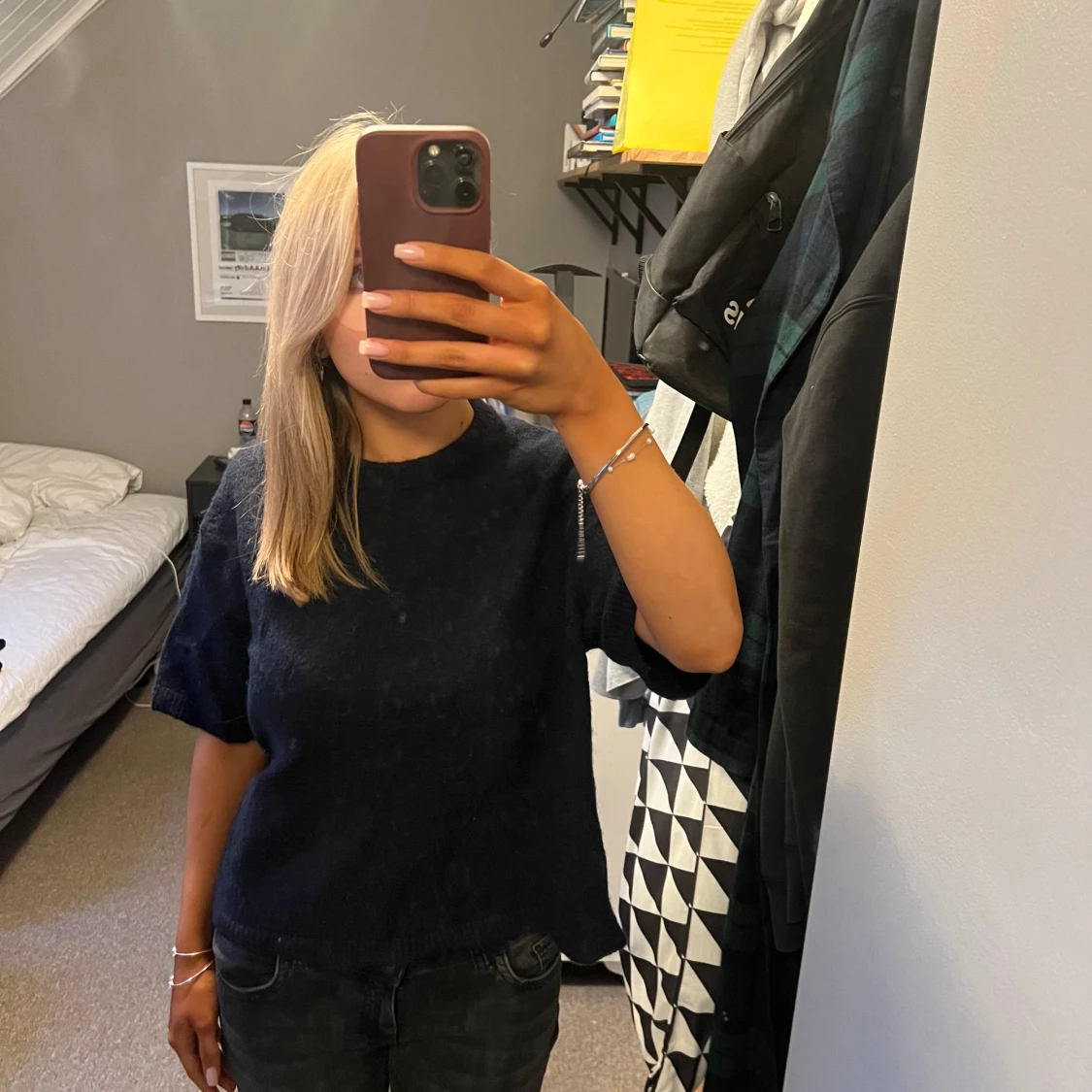 Mörkblå kortärmad tröja - 90