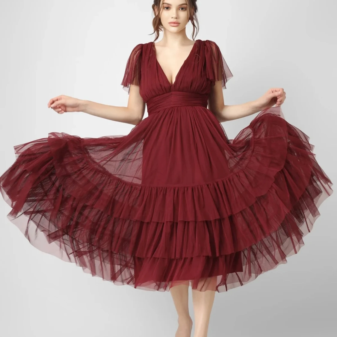 Lace & Beads - Madison Burgundy Bridesmaid Dress - 92